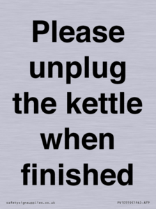 Please unplug the kettle when finished